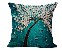 HKM-434067 Cotton and Linen Oil Painting Pillowcase - 45x45cm, Gentle Wash Recommended