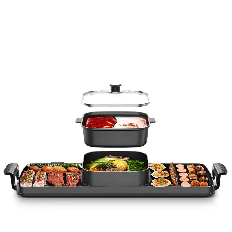 KTX-434195 Smokeless Outdoor Electric Kebab Grill Pan - Portable BBQ Barbecue Griddle