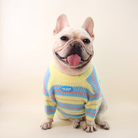 HKM-434259 Small Pet Sweater in Blue and Yellow Stripes for Autumn/Winter - Wool, Casual Style, Sizes XS-XXL