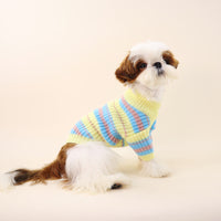 HKM-434259 Small Pet Sweater in Blue and Yellow Stripes for Autumn/Winter - Wool, Casual Style, Sizes XS-XXL