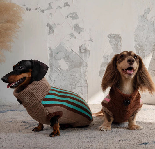 HKM-434323 Sleeveless Winter Warm Sweater Vest for Dogs in Pink or Lake Blue Stripes