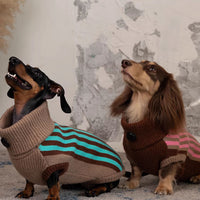 HKM-434323 Sleeveless Winter Warm Sweater Vest for Dogs in Pink or Lake Blue Stripes