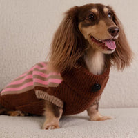 HKM-434323 Sleeveless Winter Warm Sweater Vest for Dogs in Pink or Lake Blue Stripes