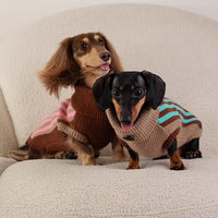HKM-434323 Sleeveless Winter Warm Sweater Vest for Dogs in Pink or Lake Blue Stripes
