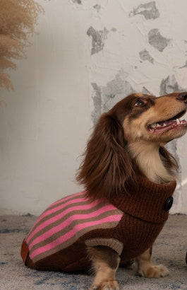 HKM-434323 Sleeveless Winter Warm Sweater Vest for Dogs in Pink or Lake Blue Stripes