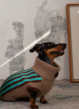 HKM-434323 Sleeveless Winter Warm Sweater Vest for Dogs in Pink or Lake Blue Stripes