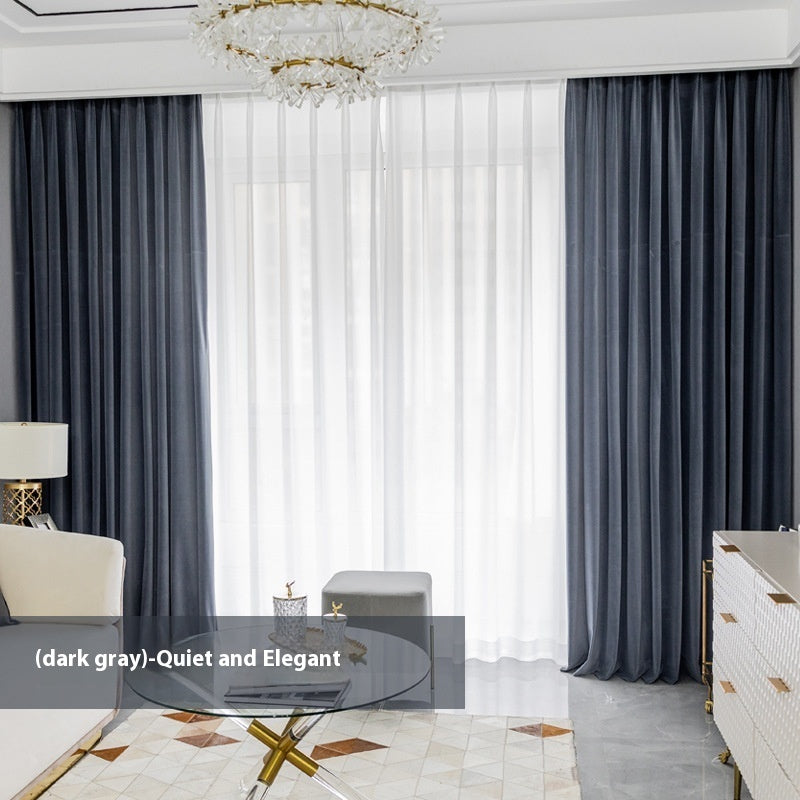 HKM-434387 Plush Velvet Insulated Curtains with Various Color Options and Modern Design