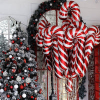 HKM-434451 Christmas Crutch Foil Balloon - 83CM Decorative Inflatable for Holiday Celebrations