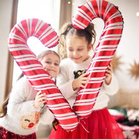 HKM-434451 Christmas Crutch Foil Balloon - 83CM Decorative Inflatable for Holiday Celebrations