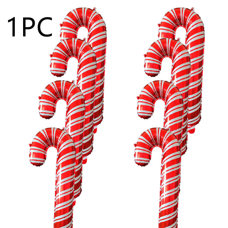 HKM-434451 Christmas Crutch Foil Balloon - 83CM Decorative Inflatable for Holiday Celebrations