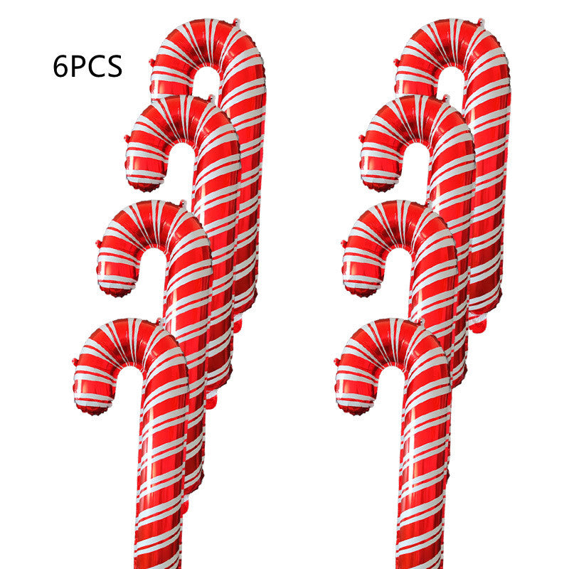 HKM-434451 Christmas Crutch Foil Balloon - 83CM Decorative Inflatable for Holiday Celebrations
