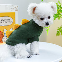 HKM-434643 Dinosaur Sweater for Dogs in Green and Yellow – Warm and Comfortable Pet Clothing