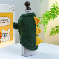 HKM-434643 Dinosaur Sweater for Dogs in Green and Yellow – Warm and Comfortable Pet Clothing