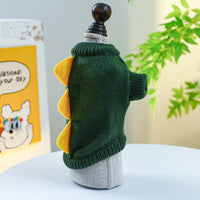 HKM-434643 Dinosaur Sweater for Dogs in Green and Yellow – Warm and Comfortable Pet Clothing