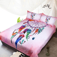 HKM-434835 Three-Piece Bedding Set with Love Dreamcatcher Design, Compatible with 1.8m Beds, Polyester Material