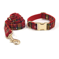 HKM-435027 Red Christmas Pet Collar and Leash Set with Bowknot and Chest Back Harness