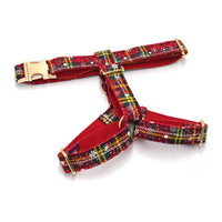 HKM-435027 Red Christmas Pet Collar and Leash Set with Bowknot and Chest Back Harness
