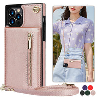 HKM-435091 Solid Color Zipper Phone Case for iPhone - Black, Green, Purple, Red, Rose Gold