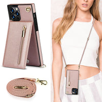 HKM-435091 Solid Color Zipper Phone Case for iPhone - Black, Green, Purple, Red, Rose Gold