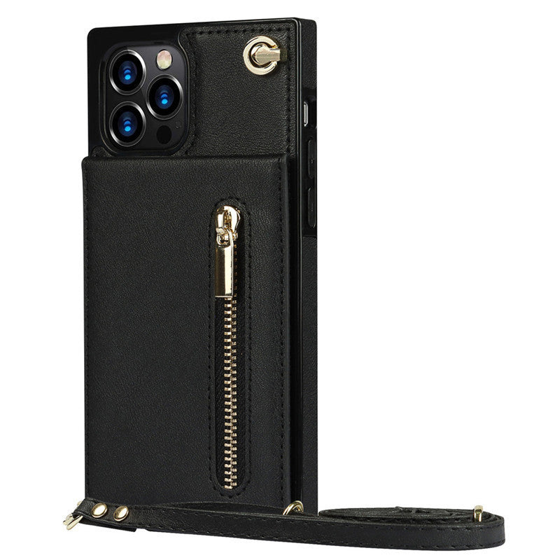 HKM-435091 Solid Color Zipper Phone Case for iPhone - Black, Green, Purple, Red, Rose Gold