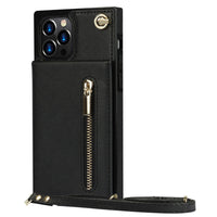 HKM-435091 Solid Color Zipper Phone Case for iPhone - Black, Green, Purple, Red, Rose Gold