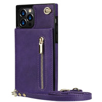 HKM-435091 Solid Color Zipper Phone Case for iPhone - Black, Green, Purple, Red, Rose Gold