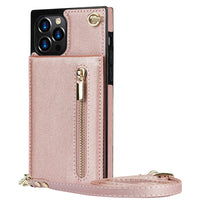 HKM-435091 Solid Color Zipper Phone Case for iPhone - Black, Green, Purple, Red, Rose Gold