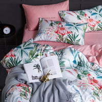 HKM-435155 Cotton Satin Four-Piece Bedding Set for Full Beds – Includes Duvet Cover, Bed Sheet, and Pillowcases