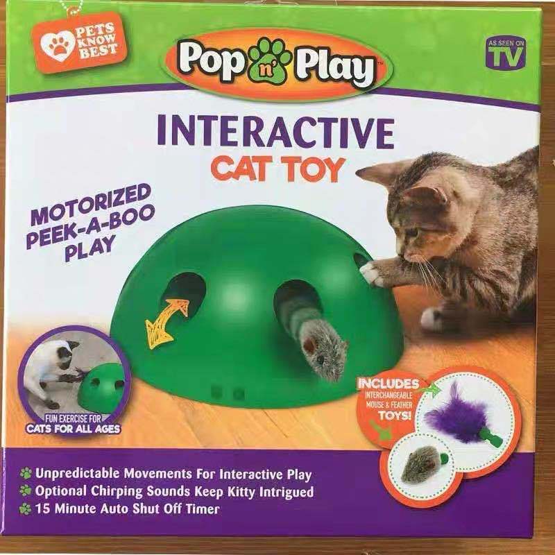 HKM-435283 Electric Mouse Cat Toy with Scratching Pad - Fun Interactive Play for Cats - Green