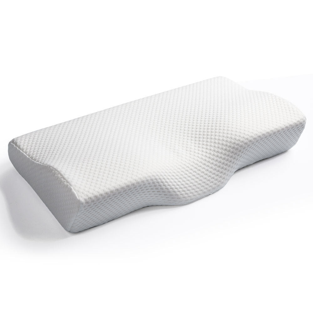 HKM-435283 Memory Foam Slow Rebound Butterfly Pillow - White Knitted Fabric, Single Size 61*35*11/6.5 cm