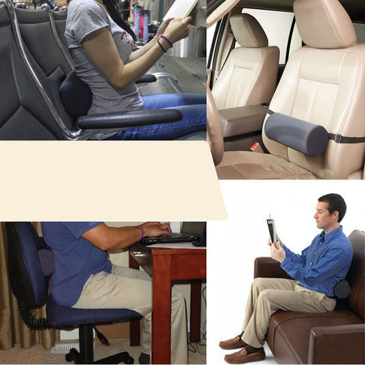 KTX-435667 Lumbar Support Roll Cylinder Cushion - Black 28cm Length, 12cm Diameter