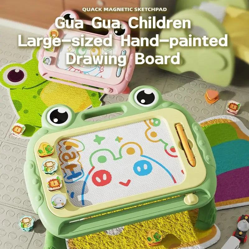 HKM-435795 Colorful Magnetic Frog Drawing Board for Kids - Plastic Doodle and Writing Pad, Ages 2 to 13