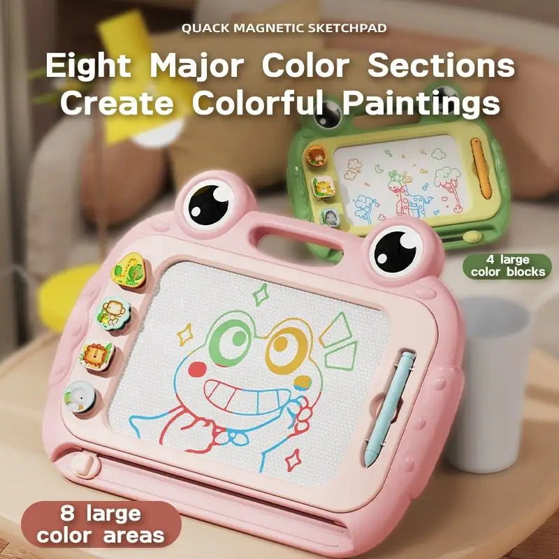 HKM-435795 Colorful Magnetic Frog Drawing Board for Kids - Plastic Doodle and Writing Pad, Ages 2 to 13