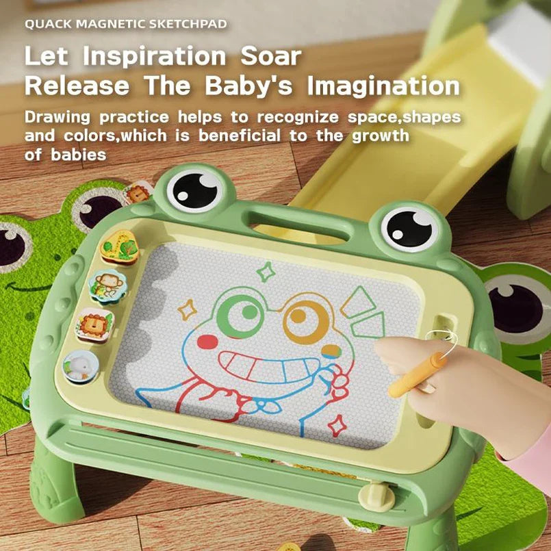 HKM-435795 Colorful Magnetic Frog Drawing Board for Kids - Plastic Doodle and Writing Pad, Ages 2 to 13