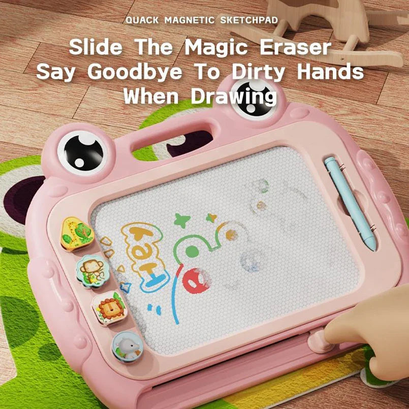 HKM-435795 Colorful Magnetic Frog Drawing Board for Kids - Plastic Doodle and Writing Pad, Ages 2 to 13