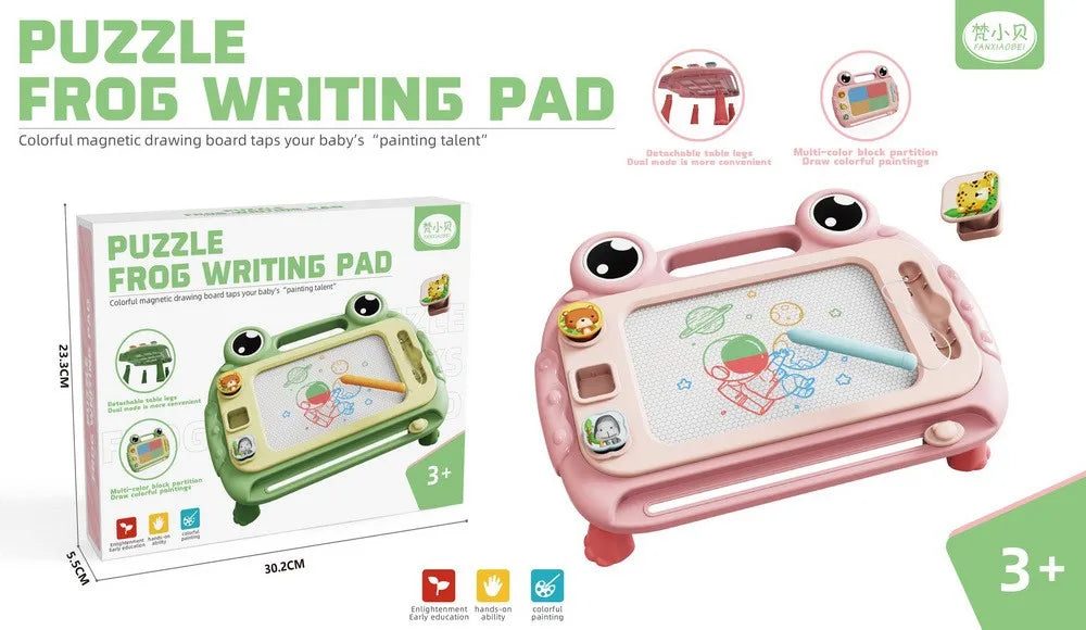 HKM-435795 Colorful Magnetic Frog Drawing Board for Kids - Plastic Doodle and Writing Pad, Ages 2 to 13