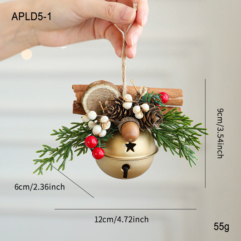 HKM-435795 Jingling Bell Antlers with Bowknot and Pine Cone Mixed Pendant for Festive Window Displays