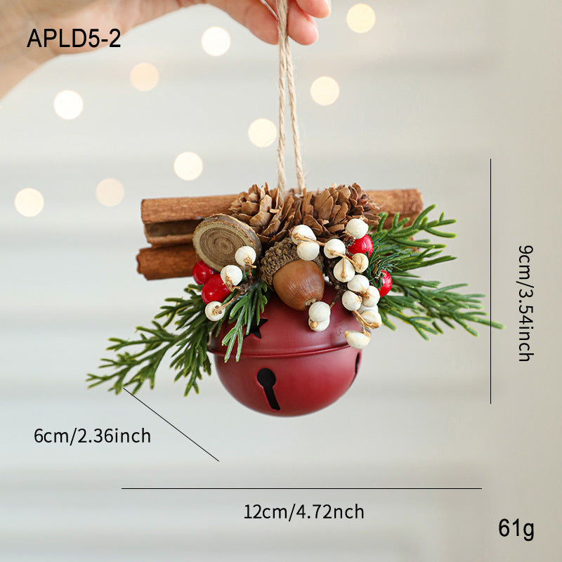 HKM-435795 Jingling Bell Antlers with Bowknot and Pine Cone Mixed Pendant for Festive Window Displays