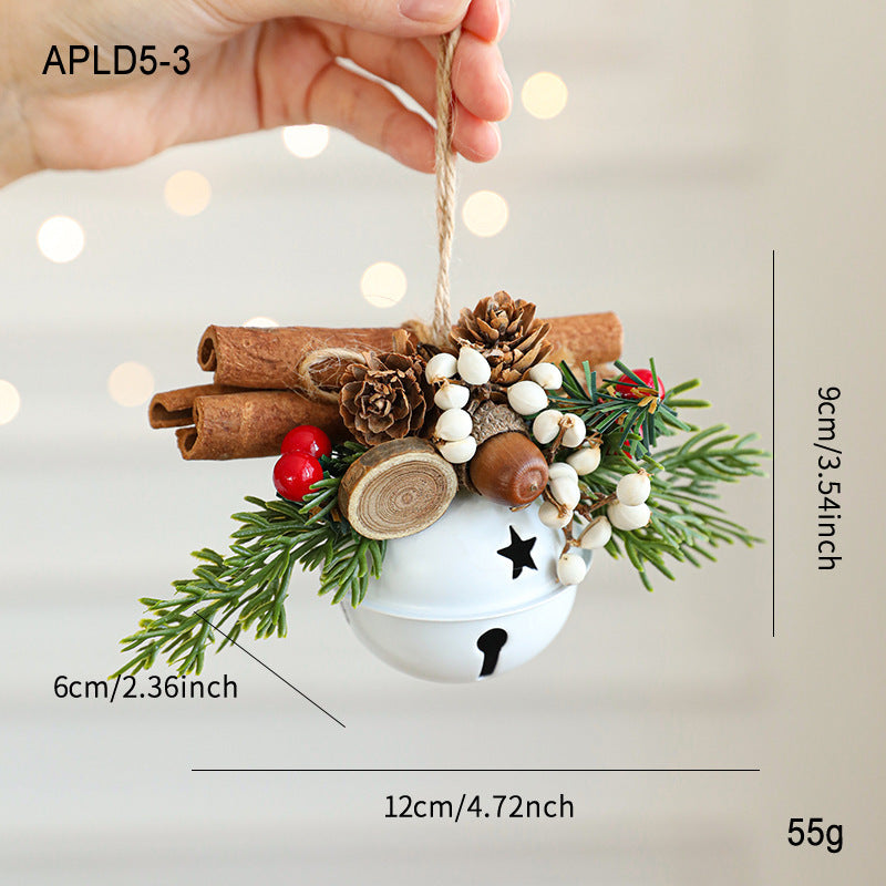 HKM-435795 Jingling Bell Antlers with Bowknot and Pine Cone Mixed Pendant for Festive Window Displays