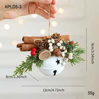 HKM-435795 Jingling Bell Antlers with Bowknot and Pine Cone Mixed Pendant for Festive Window Displays