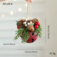HKM-435795 Jingling Bell Antlers with Bowknot and Pine Cone Mixed Pendant for Festive Window Displays