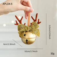 HKM-435795 Jingling Bell Antlers with Bowknot and Pine Cone Mixed Pendant for Festive Window Displays
