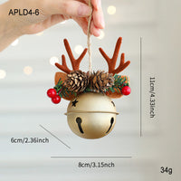 HKM-435795 Jingling Bell Antlers with Bowknot and Pine Cone Mixed Pendant for Festive Window Displays