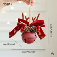 HKM-435795 Jingling Bell Antlers with Bowknot and Pine Cone Mixed Pendant for Festive Window Displays