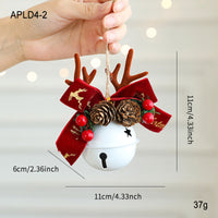 HKM-435795 Jingling Bell Antlers with Bowknot and Pine Cone Mixed Pendant for Festive Window Displays