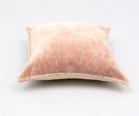 HKM-435795 Stonewashed Cotton Velvet Throw Pillow with Hand-Stitched Edges, 19x19 Inch, Eco-Friendly Decor