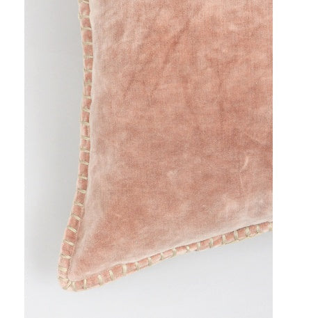 HKM-435795 Stonewashed Cotton Velvet Throw Pillow with Hand-Stitched Edges, 19x19 Inch, Eco-Friendly Decor