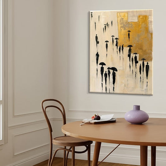 HKM-435923 Hand Painted Abstract Cityscape Oil Painting on Canvas for Modern Urban Home Decor