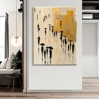 HKM-435923 Hand Painted Abstract Cityscape Oil Painting on Canvas for Modern Urban Home Decor