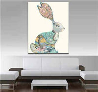 HKM-435987 Colorful Hare Paint by Numbers Kit - 40x50cm Linen Digital Art
